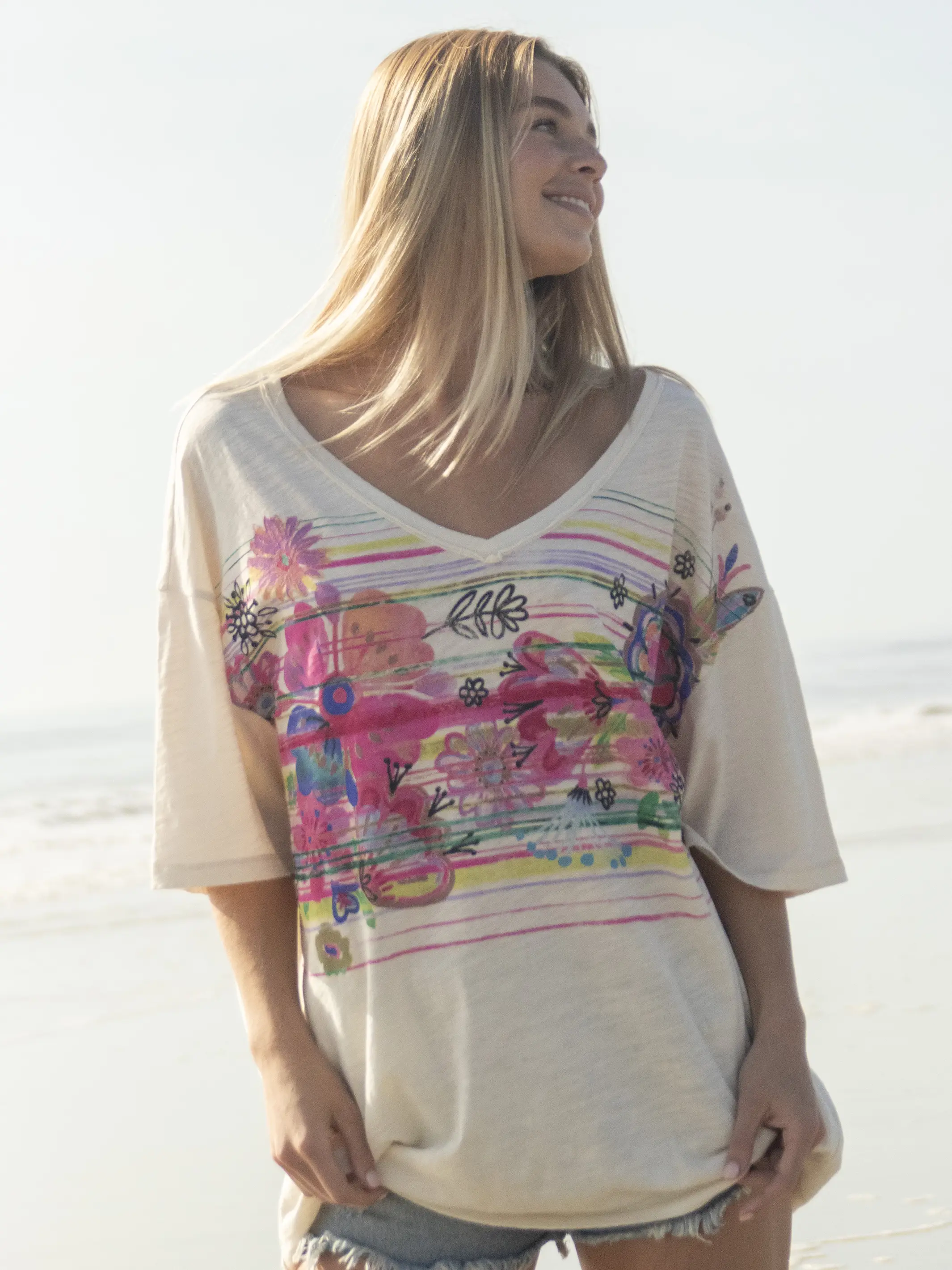 One Size Cotton Easy V-Neck Tee