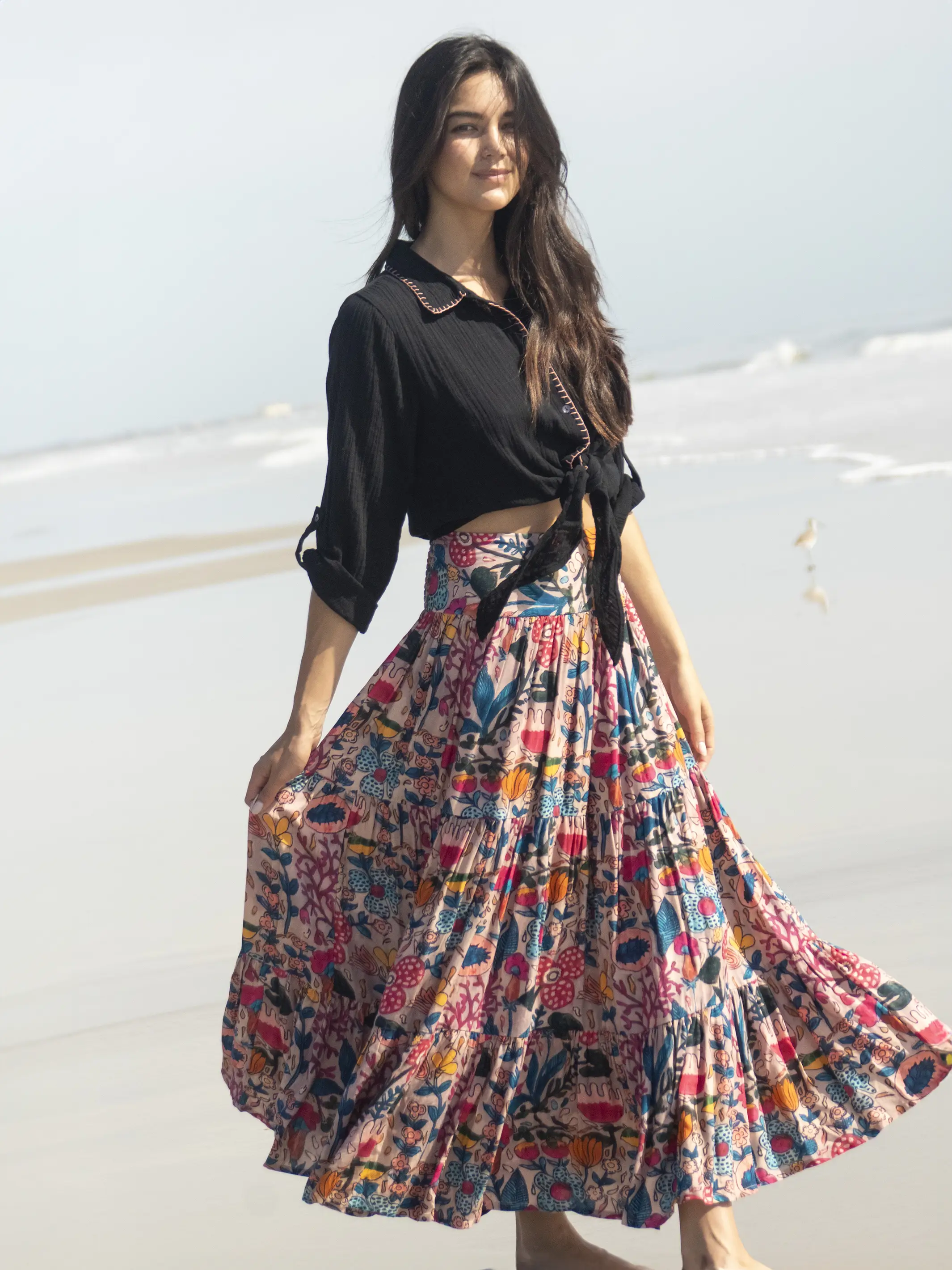 Hanna Convertible Maxi Skirt - Light Pink Multi Floral