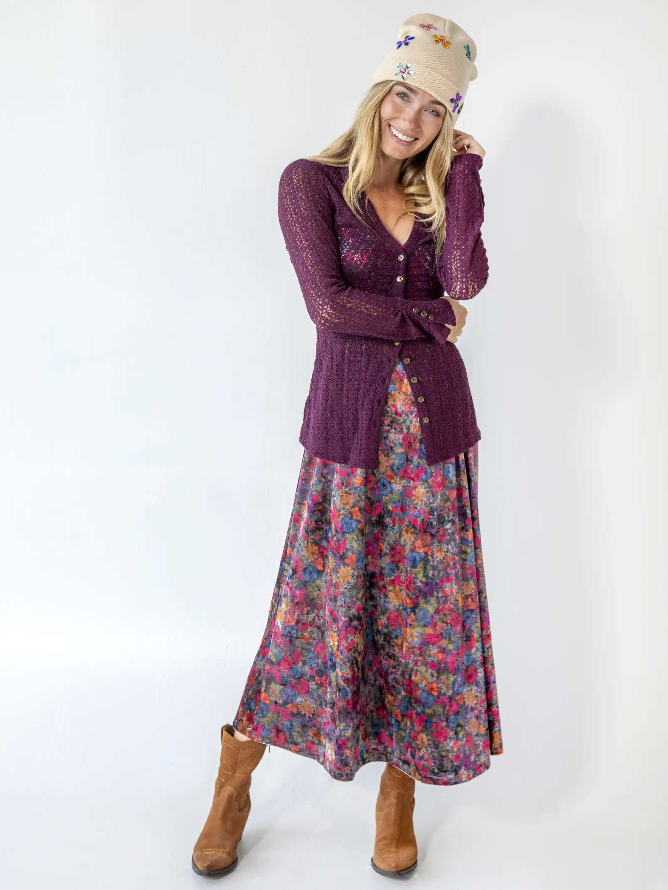 Carina Lace Top - Eggplant