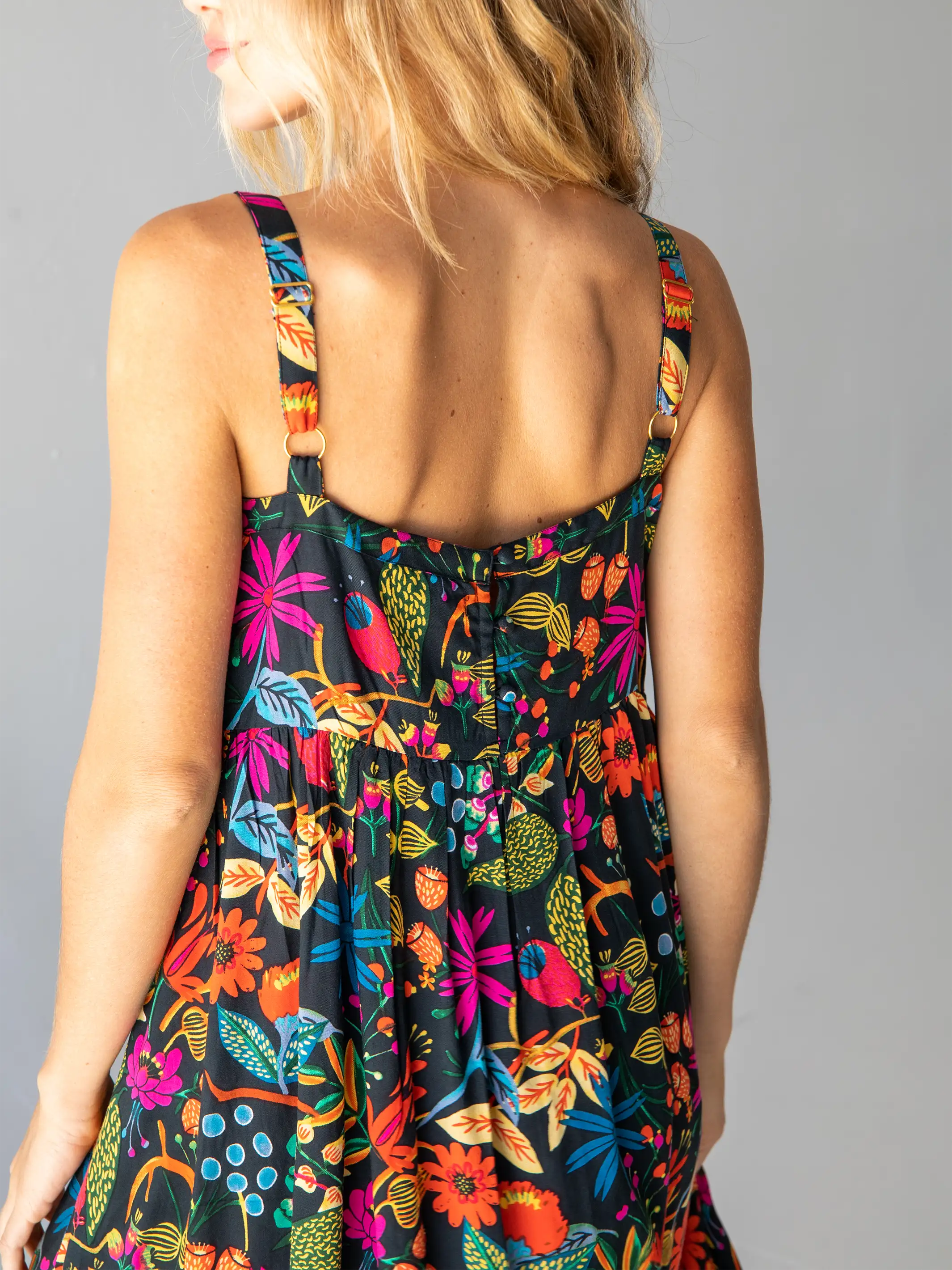 Patti Dress - Black Neon Floral