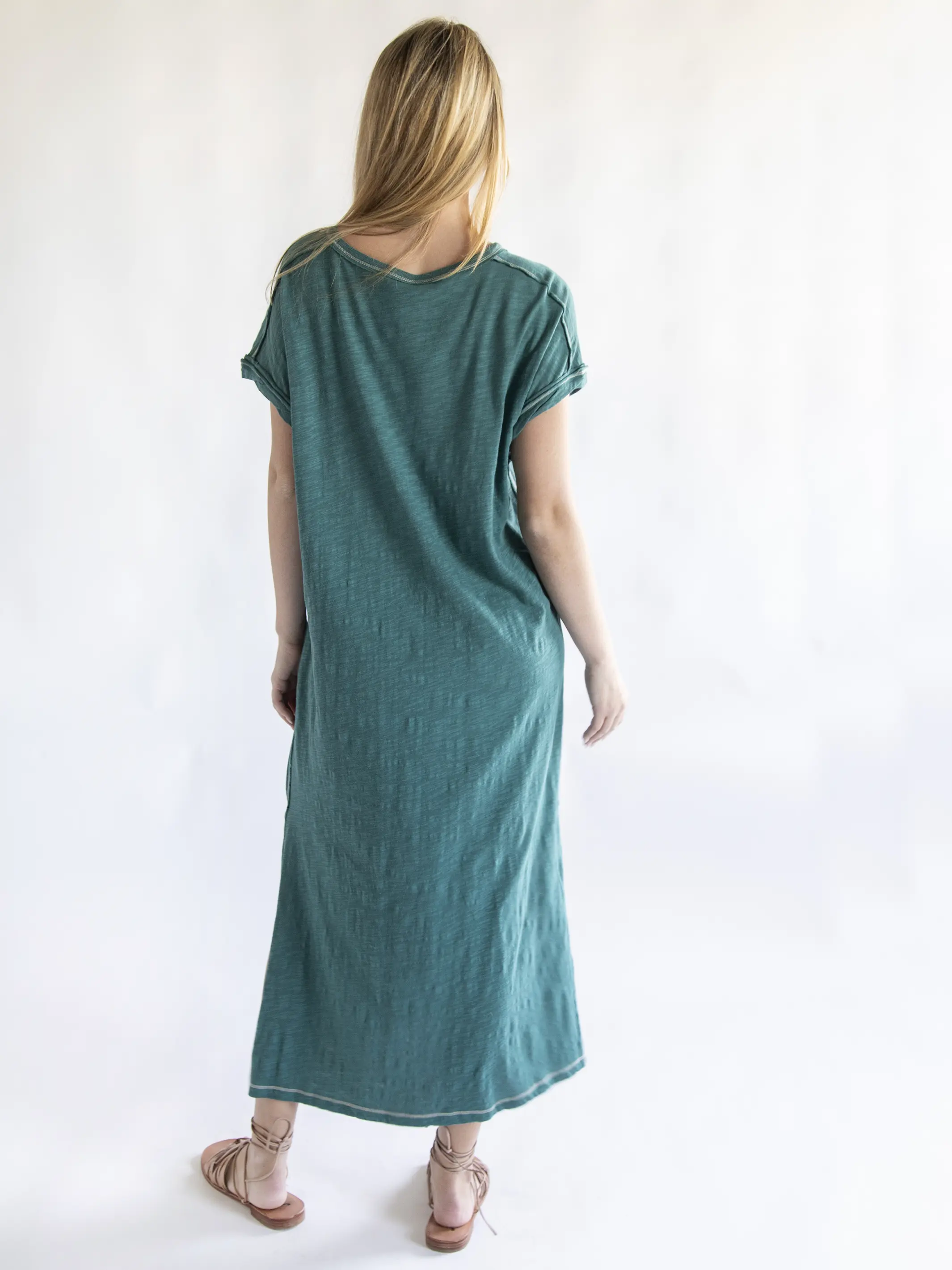 Frankie Knit Tee Midi Dress - Sea Green