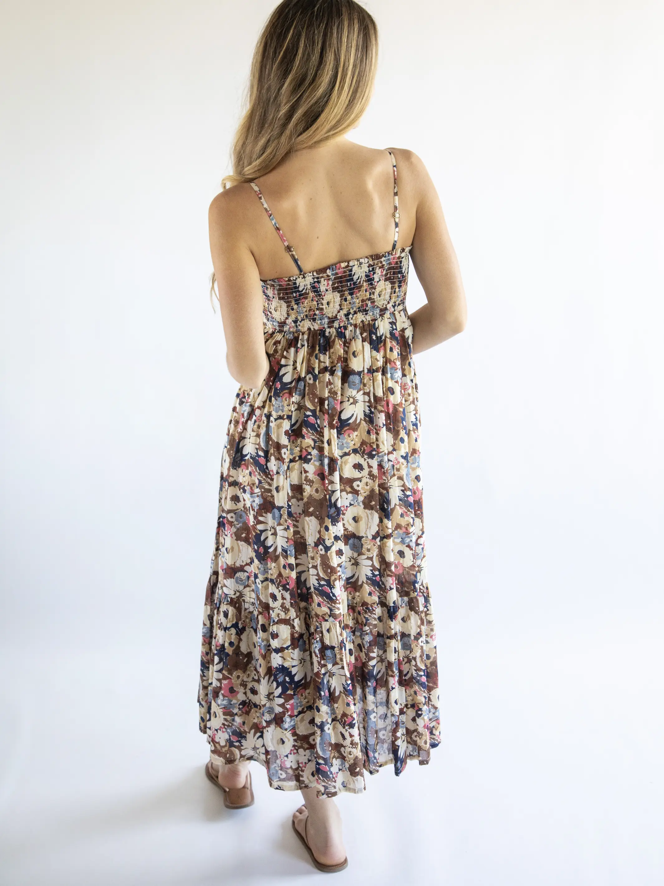 Flora Cotton Convertible Skirt - Brown Navy Floral