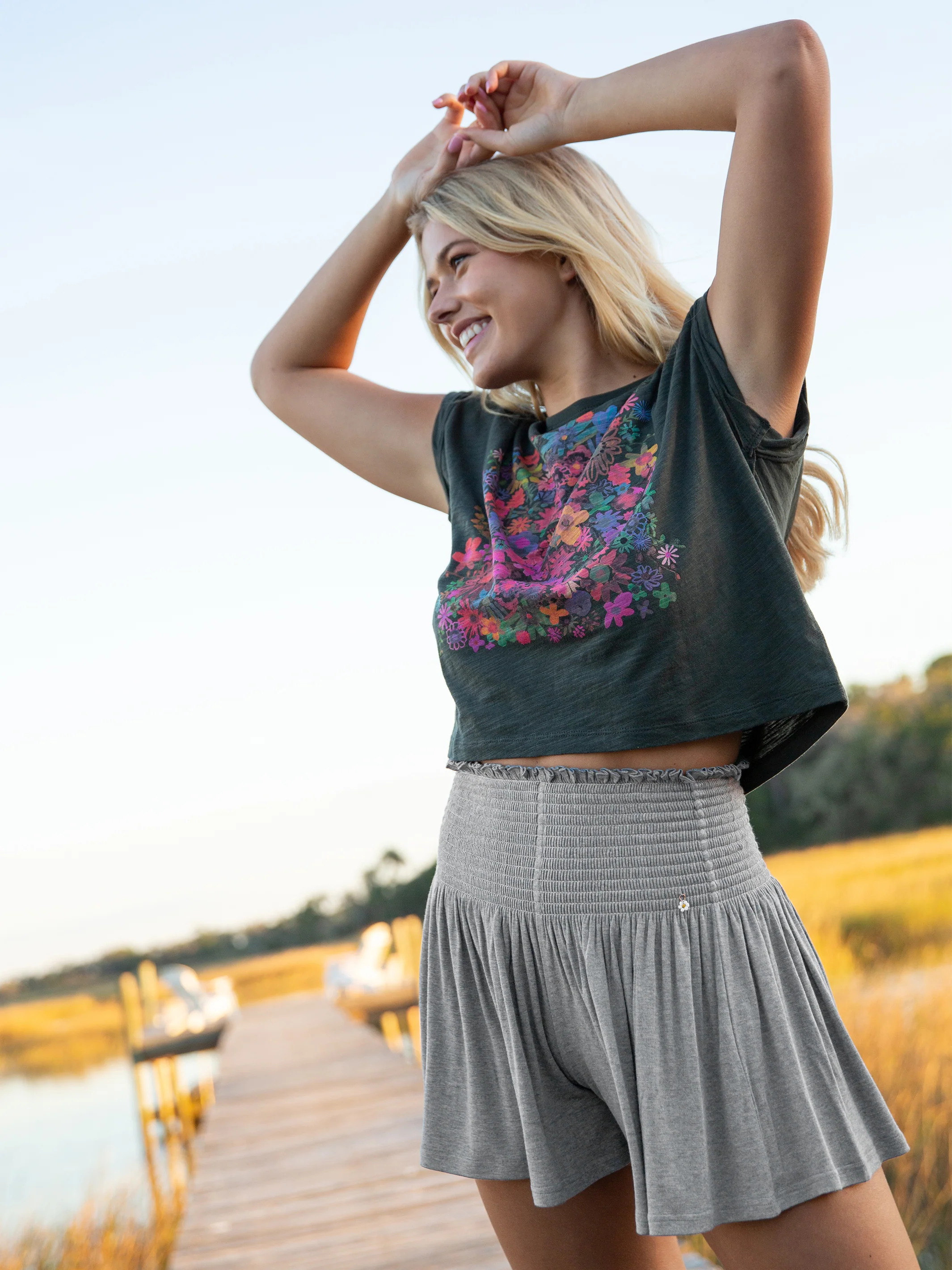 Daisy Knit Skort - Heather Grey