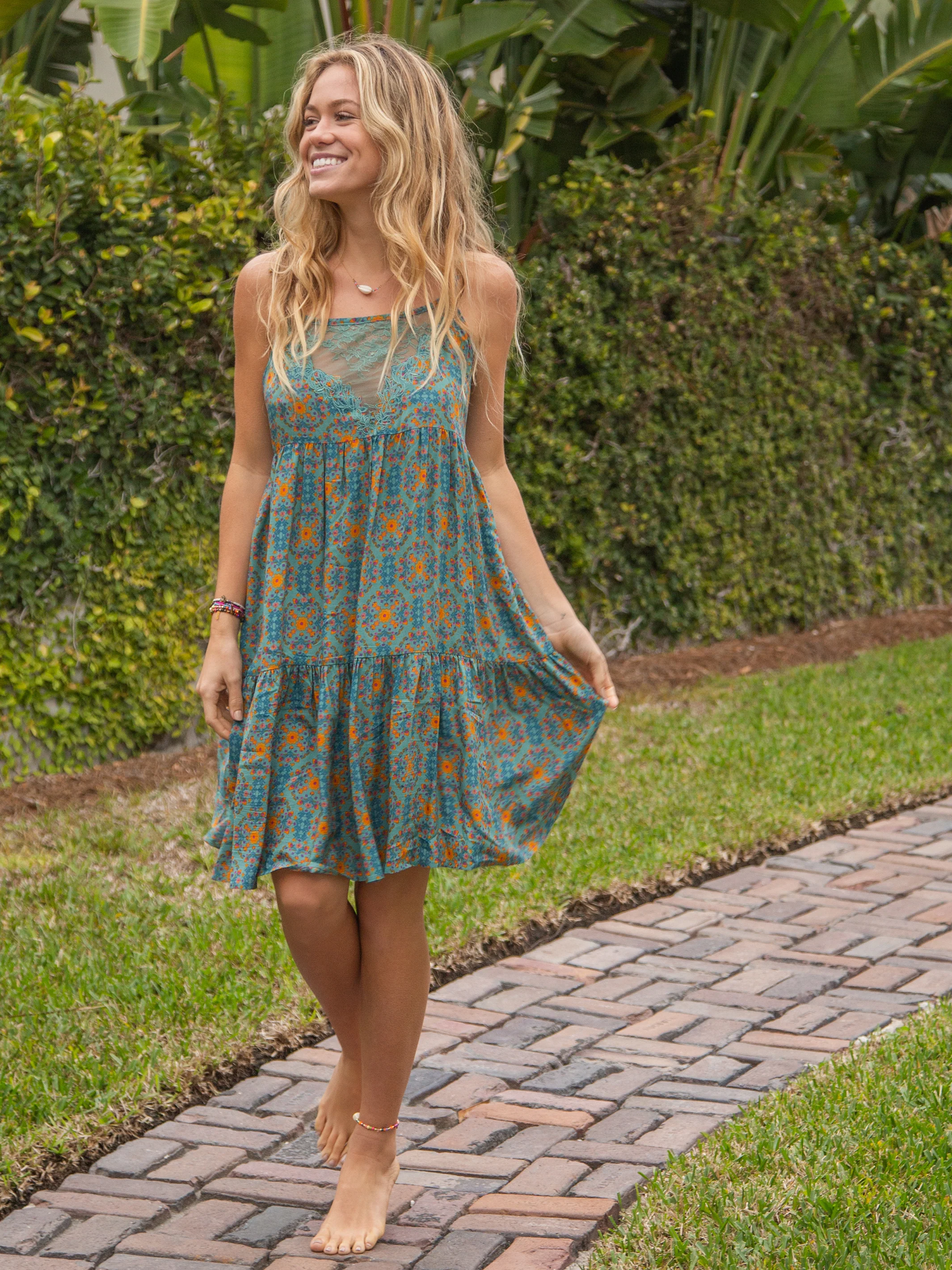 Piper Dress - Teal Floral