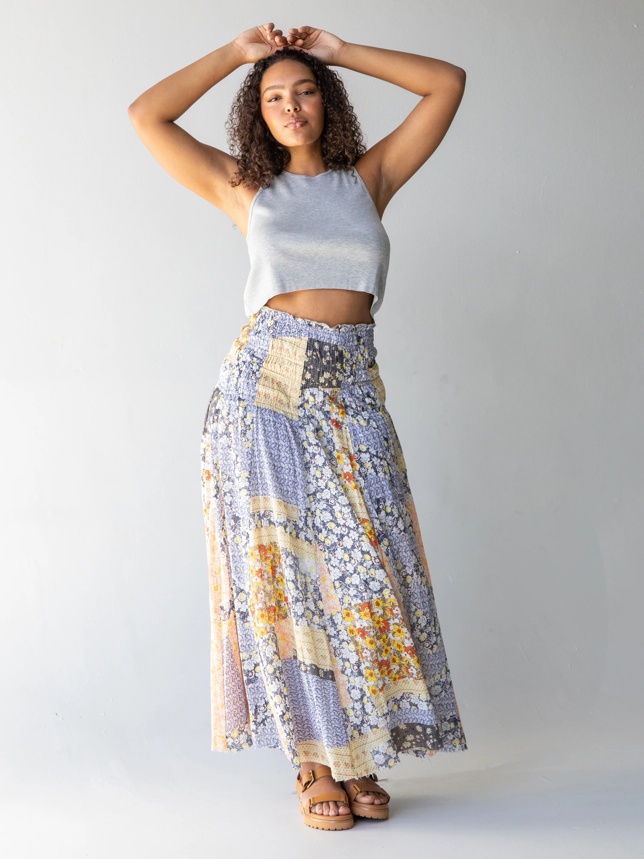 Laurel Convertible Skirt - Blue Patchwork