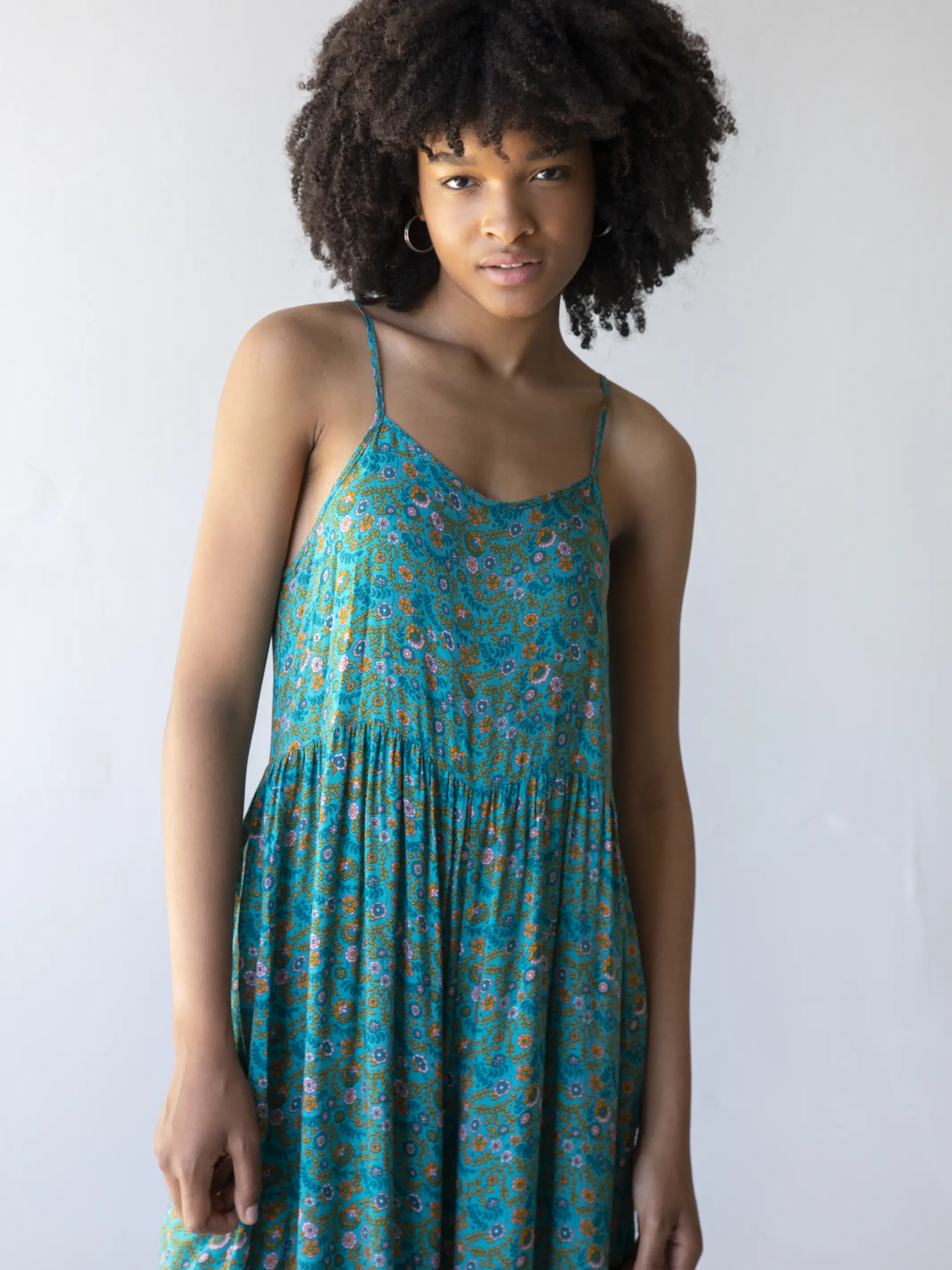 Zoe Wide-Leg Jumpsuit - Turquoise Cream Border